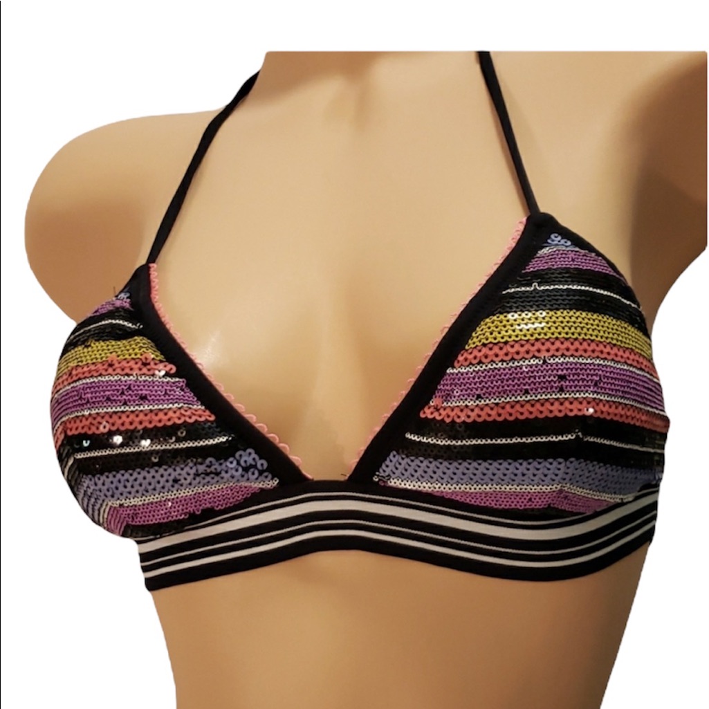 Victoria's Secret String Bikini Top Sequin Teeny Triangle